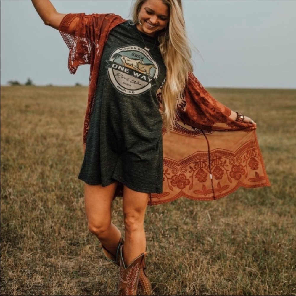 New Rust Western Lace Duster